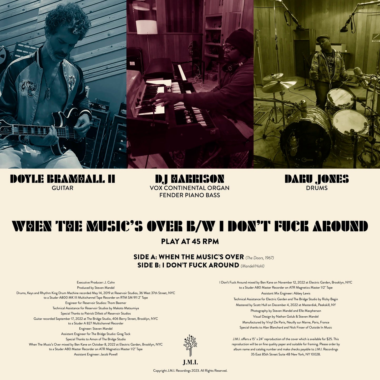 Doyle Bramhall II, DJ Harrison, Daru Jones - When The Music's Over (12" vinyl single 45 RPM)